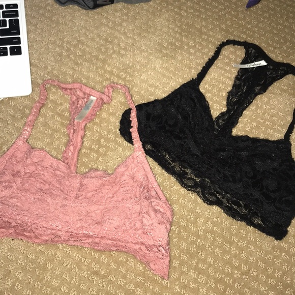 Charlotte russe black and pink racerback bralettes - Picture 1 of 2
